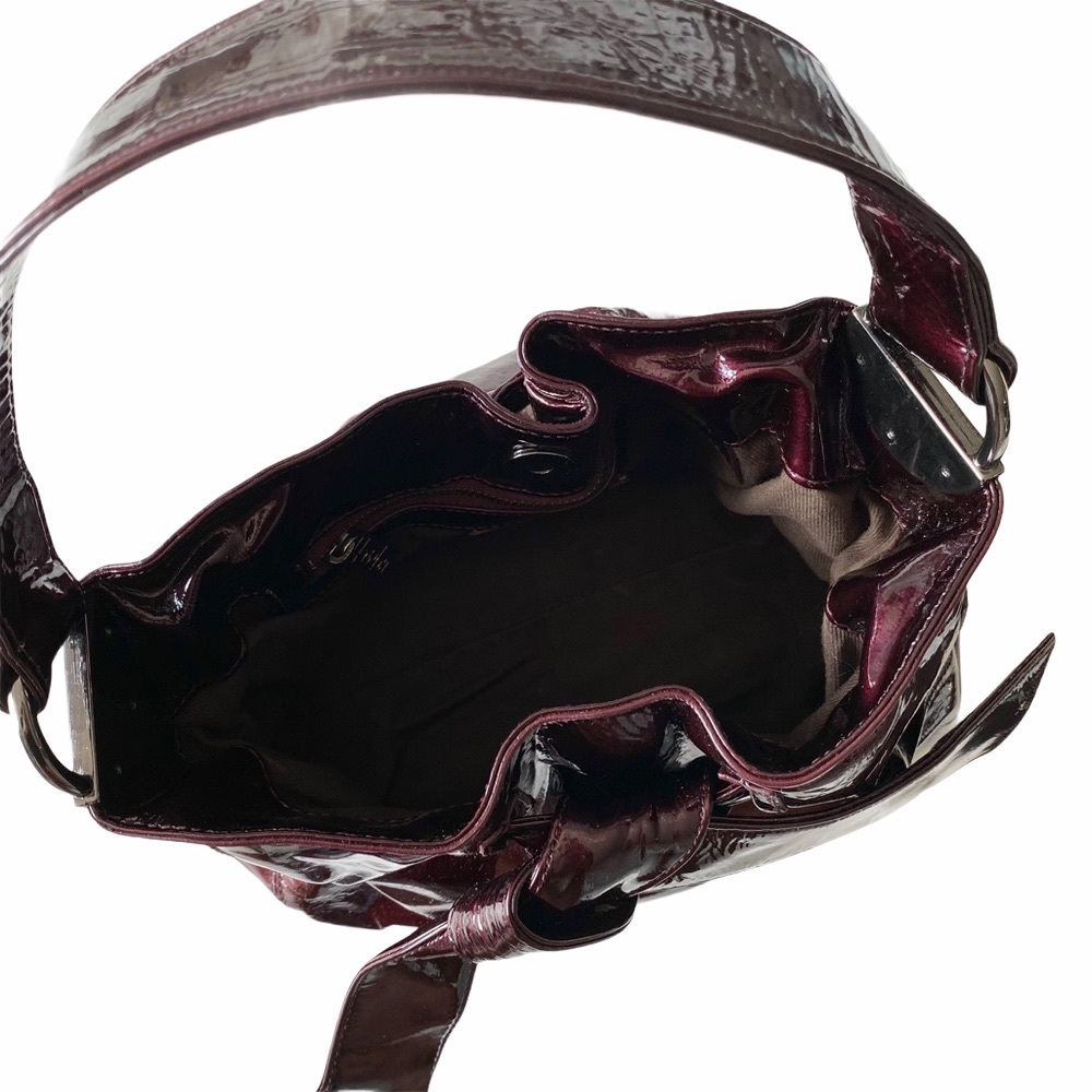 Kooba ❁ Bonnie Patent Leather Mini Bow Top Handle Handbag Bag ❁ Purple Merlot ❁ - Picture 8 of 17